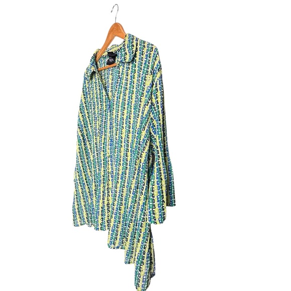 5 for $40 SALE! Maggie Barnes Blue & Green Print Button Up Collared Blouse sz 3x - Picture 3 of 9